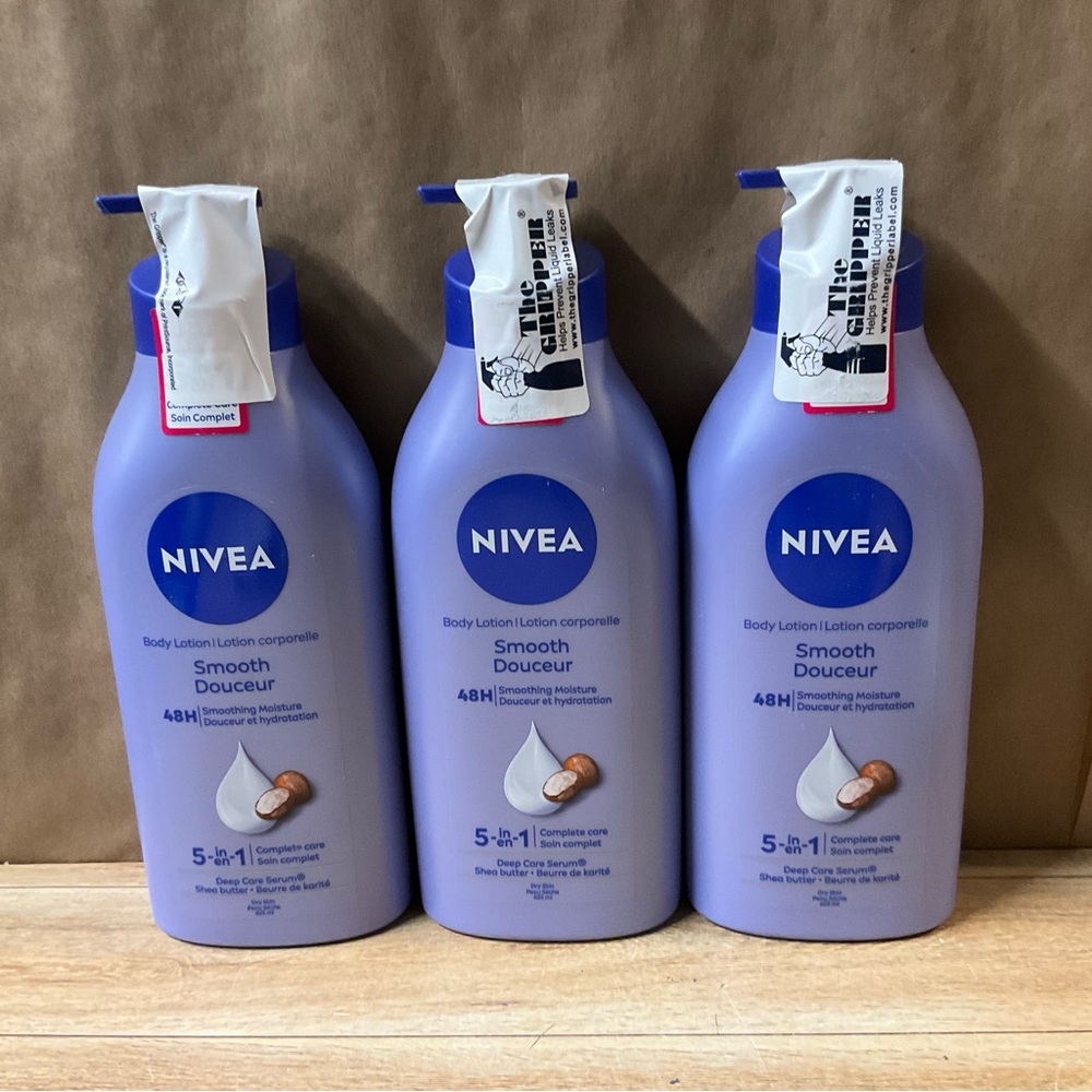 New! 3 x Nivea Body Lotion Smooth Shea Butter Moisturizer Serum 625ml